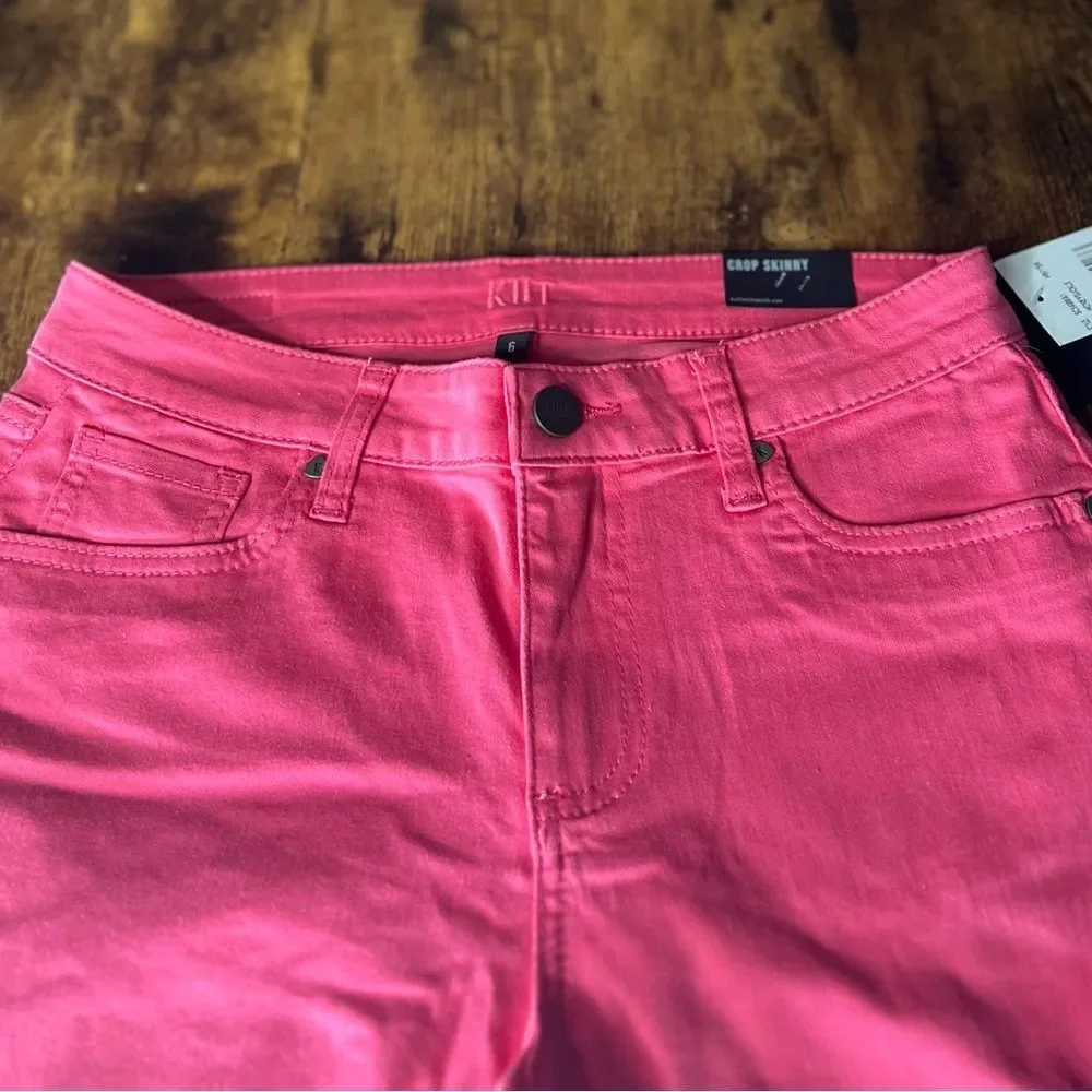 KUT from the Kloth Crop Skinny Stretch Denim Jean in Honeysuckle, Size 6. NWT!
